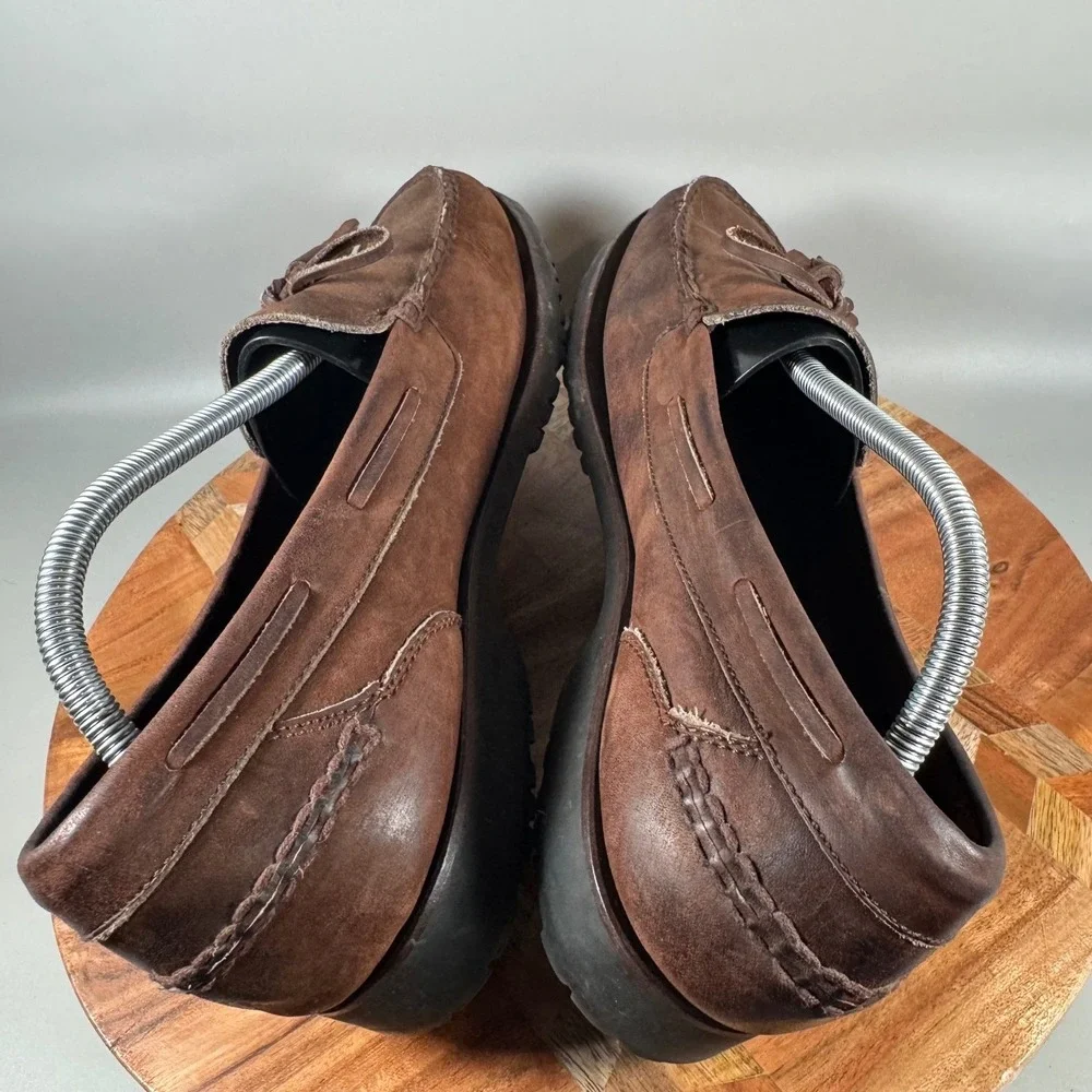 Cole Haan Mens 12M Brown Leather Tassel Lug Sole Boat Shoe Loafers C00358